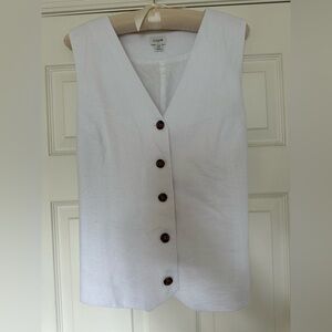 J. Crew White Button Down Sleeveless Top